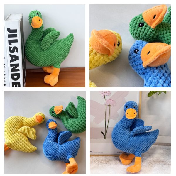 Kuscheltiere für Hunde, Schiefhals-Ente mit Quietscher, Drei Farben, ideal zum Kuscheln, Spielen & Zahnpflege für alle Hunde – Bild 5