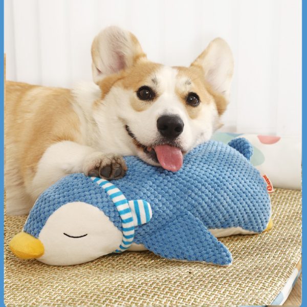 Hund Kuscheltiere, Süßer blauer Pinguin mit Lautes Papier und BB-Sound, Hundespielzeug zum Schlafen & Kauspielzeug Hund – Bild 6