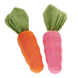 Hund Spielzeug, Knuffiges Gummi Karotte Spielzeug mit Plüsch-Rettichblätter, Sound & Lautes Papier für Lustiges, Zwei Farben