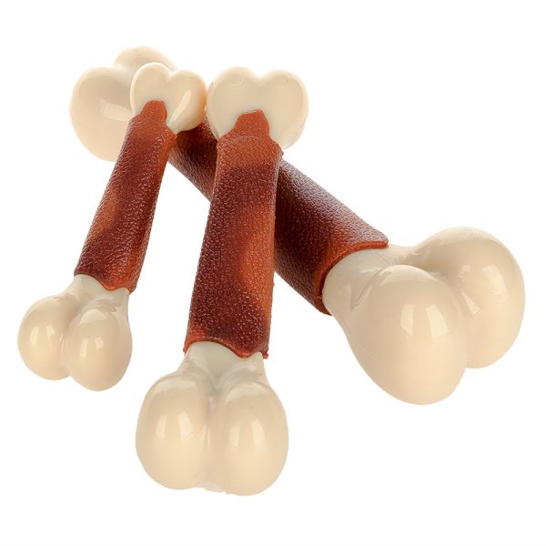Kauknochen für Hunde, Fleischiges Aroma Nylonknochen, Bissfest, Zahnpflege Spielzeug, Drei Größen, Geeignet für alle Hunde