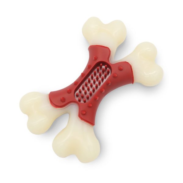 Kauknochen Hund, Rotes Nylon Doppelknochen-Kauspielzeug für Hunde, Fleischiges Aroma, Beißen & Spielen, Groß und Klein – Bild 2