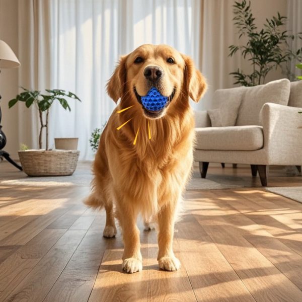 Hundespielzeug Unkaputtbar, Gummi-Waben-Hundeball, Hundespielzeug Quietschen, Elastizität für Spielspaß, Größe S & L – Bild 4
