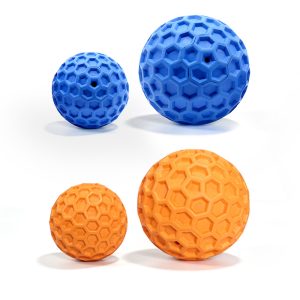 Hundespielzeug Unkaputtbar, Gummi-Waben-Hundeball, Hundespielzeug Quietschen, Elastizität für Spielspaß, Größe S & L
