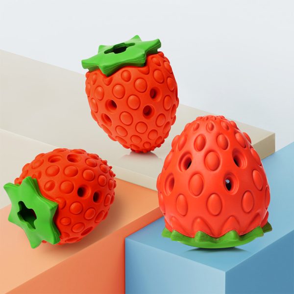 Hunde Intelligenzspielzeug, Rubber Strawberry, Futterspielzeug für Hunde, Training Slow Food Spielzeug und stärkt die Bindung – Bild 3