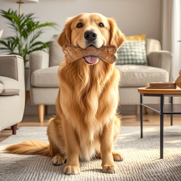 Kauknochen Hund, Gummi Kauknochen mit Rindfleischgeschmack, Hundespielzeug zur Zahnpflege, Drei Größen für Alle Hunde – Bild 4