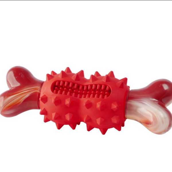 Kauknochen für Hunde, langlebige Gummi Weiche Dornen knochen in Rot und Orange, Hohe Qualität Zahnpflege & Spielspaß für Hunde – Bild 3