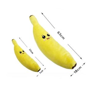 Kuscheltier für den Hund, Cartoon-Banane aus weichem Plüsch mit BB-Geräusch, Schlafen & Spielen, Zwei Größen erhältlich