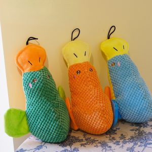 Kuscheltier für den Hund, Plüsch Ananasgitter-Schnabeltier, Hundespielzeug Quietsch & Kauspielzeug Hund, Drei Farben