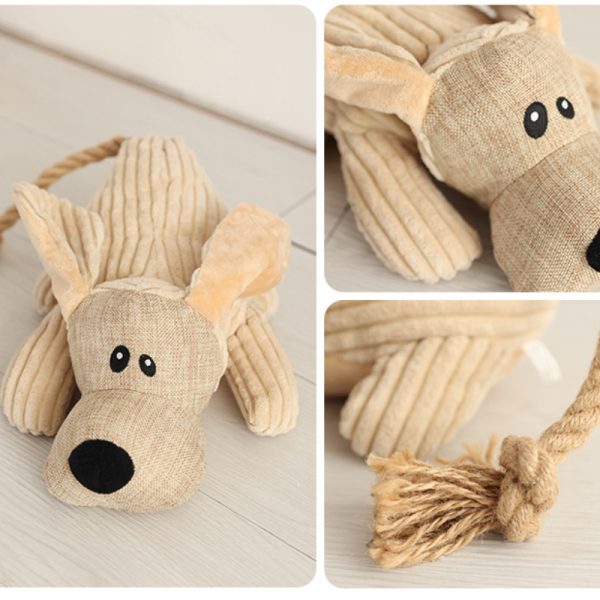 Kuscheltier für Hunde, Esel und Hund mit Robusten Baumwollseilen, hundespielzeug quietsch, Kauspielzeug für Hunde, 3 Stück – Bild 4