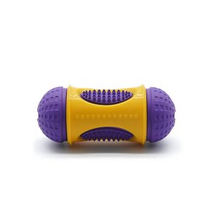 Spielzeug für den Hund, lila-gelb Kauspielzeug aus Gummi, Intelligenzspielzeug für Hunde, Essen verstecken Funktion