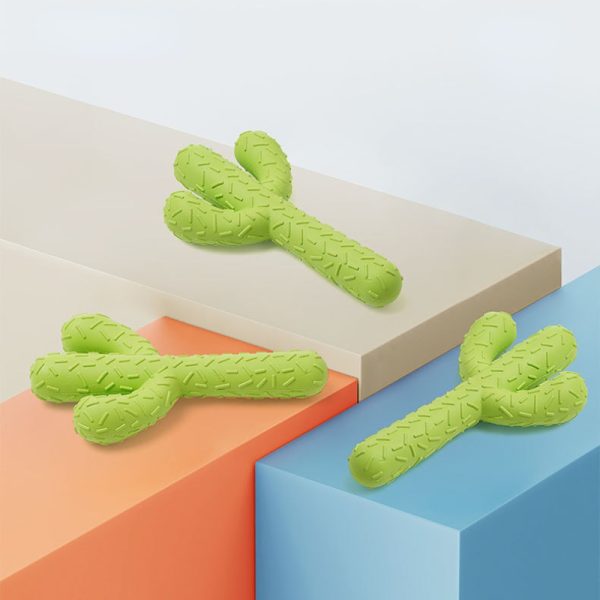 Hundespielzeug Unkaputtbar, Hochwertig, Kaktusform in Gelb-Grün aus Gummi, Beständiges Kauspielzeug für alle Hunderassen – Bild 4