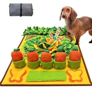 Hunde Intelligenzspielzeug, Schnüffelmatte Hund für aktive Hunde, Hundespielzeug Quietschen, Faltbar, 5 Abnehmbare Karotte