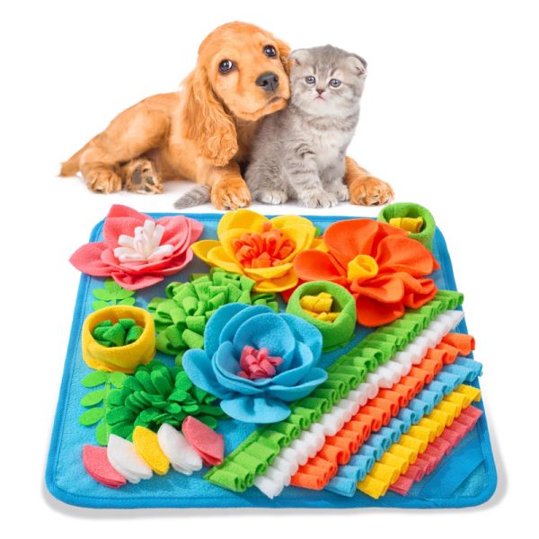 Hunde Intelligenzspielzeug, Vielfältiges Schnüffelmatte für Hunde mit bunten BlütenThema, Faltbare Aufbewahrung, Zwei Farben