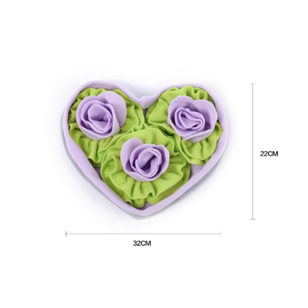 Hunde Intelligenzspielzeug, Herzförmige Rose Schnüffelmatte mit 3 Blumen, Slow Food-Hundespielzeug Beschäftigung, Drei Farben
