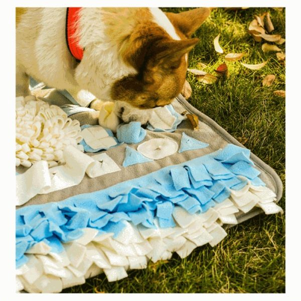 Hunde Intelligenzspielzeug, Schnüffelmatte, Interaktives Hundespielzeug zur Stressbewältigung, Rutschfest, blau & weiß – Bild 3