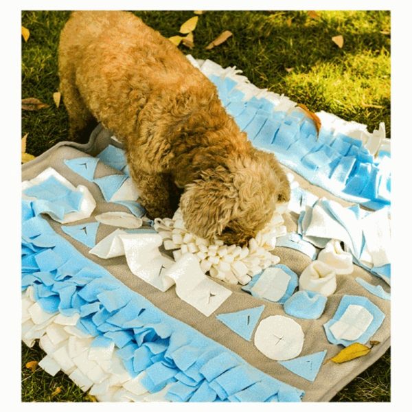 Hunde Intelligenzspielzeug, Schnüffelmatte, Interaktives Hundespielzeug zur Stressbewältigung, Rutschfest, blau & weiß – Bild 4
