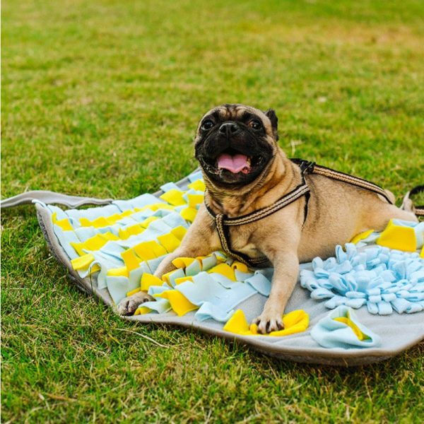 Hunde Intelligenzspielzeug, Graugelbblau Schnüffelmatte, Waschbar Hundespielzeug, Fördert langsames Fressen für alle Hunde – Bild 5