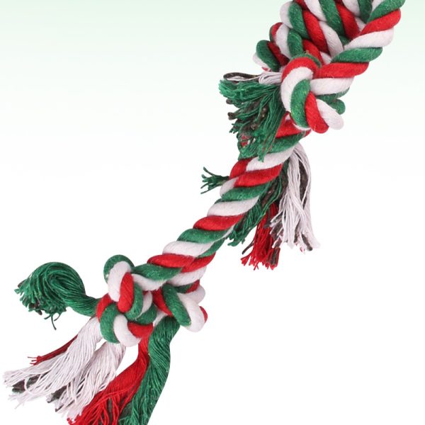 Hundespielzeug, Blaues TRP Blumen-Knoten Kauspielzeug Hund, Weihnachtsfarbenes Ba umwollseil für Interaktive Spiele – Bild 4