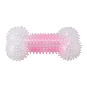 Kauknochen Hund, Gummiertes Knochen Kauspielzeug mit Weiche Dornen, für gesunde Zähne & ausgelassene Spielstunden, Rosa