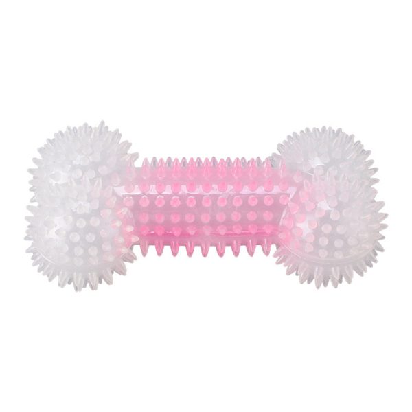 Kauknochen Hund, Gummiertes Knochen Kauspielzeug mit Weiche Dornen, für gesunde Zähne & ausgelassene Spielstunden, Rosa