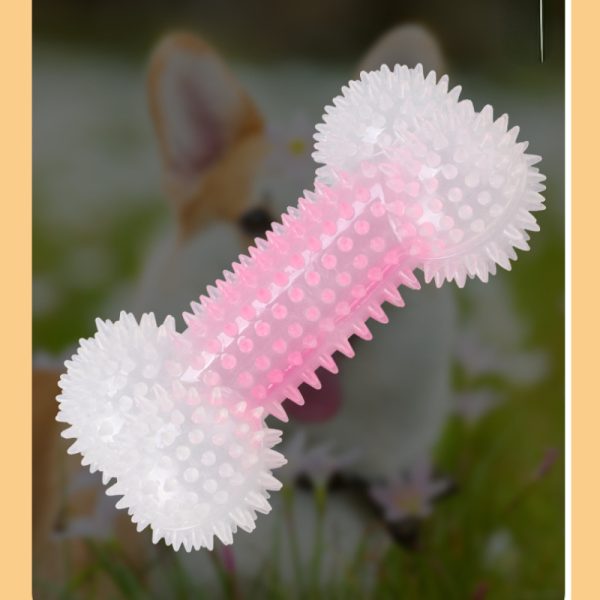 Kauknochen Hund, Gummiertes Knochen Kauspielzeug mit Weiche Dornen, für gesunde Zähne & ausgelassene Spielstunden, Rosa – Bild 2