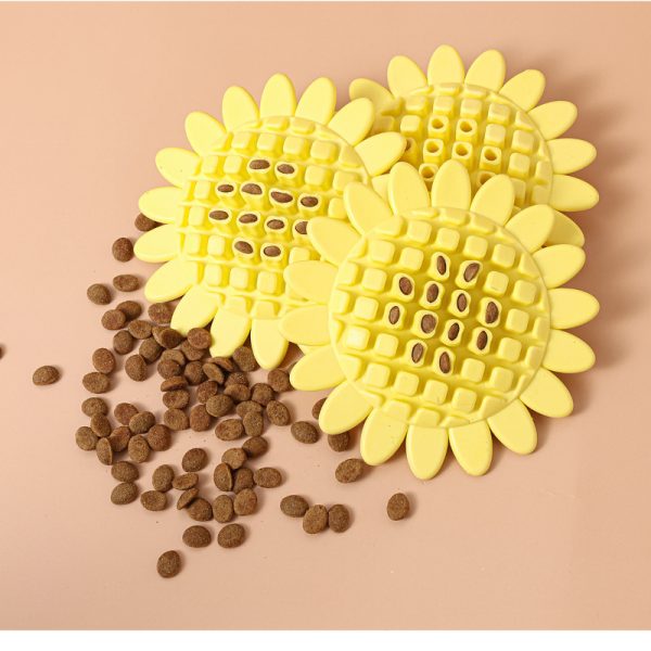 Hunde Intelligenzspielzeug, Gelbes Sonnenblumen Gummi Spielzeug für den Hund, Interaktives Futterspielzeug, 11 cm Durchmesser – Bild 5