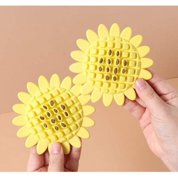 Hunde Intelligenzspielzeug, Gelbes Sonnenblumen Gummi Spielzeug für den Hund, Interaktives Futterspielzeug, 11 cm Durchmesser – Bild 4