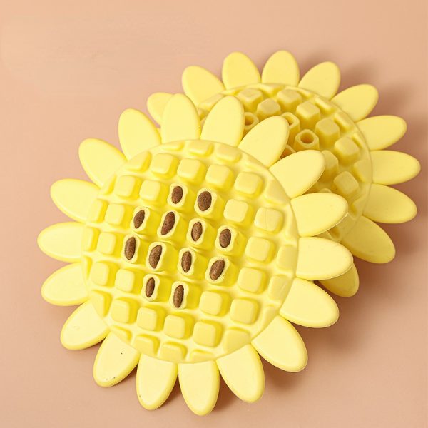 Hunde Intelligenzspielzeug, Gelbes Sonnenblumen Gummi Spielzeug für den Hund, Interaktives Futterspielzeug, 11 cm Durchmesser – Bild 2
