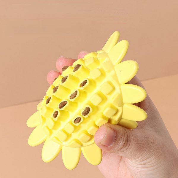 Hunde Intelligenzspielzeug, Gelbes Sonnenblumen Gummi Spielzeug für den Hund, Interaktives Futterspielzeug, 11 cm Durchmesser – Bild 3