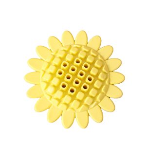 Hunde Intelligenzspielzeug, Gelbes Sonnenblumen Gummi Spielzeug für den Hund, Interaktives Futterspielzeug, 11 cm Durchmesser