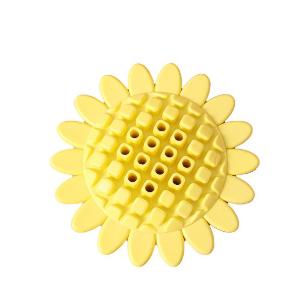 Hunde Intelligenzspielzeug, Gelbes Sonnenblumen Gummi Spielzeug für den Hund, Interaktives Futterspielzeug, 11 cm Durchmesser