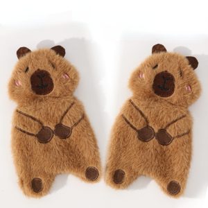 Kuscheltier für den Hund, Hochwertiger Plüsch-Braunbär mit Quietscher & Krinklepapier für interaktiven Spielspaß, 2er Set