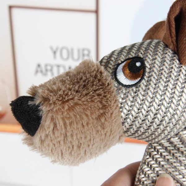 Kuscheltier für den Hund, Drei Tierform aus Baumwolle und Leinen, Kauspielzeug für Hunde, Ideal für kleine Hunderassen – Bild 5