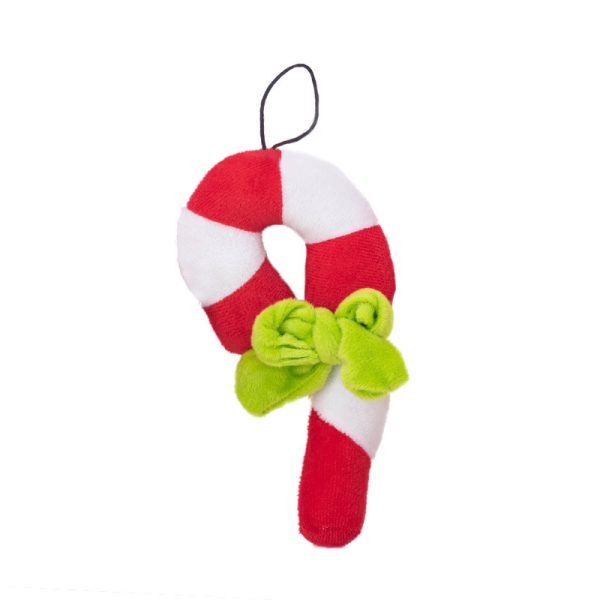 Kuscheltier für den Hund, Weihnachts-Zuckerstange Plüschspielzeug mit Aufhängeschnur, Welpenspielzeug Quietschen