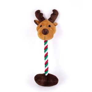 Hund Kuscheltiere, Baumwollseil Elch Hund Spielzeug, kopf mit BiBi-Sound, Kauspielzeug für kleine Hunde, L 29 cm, B 10 cm