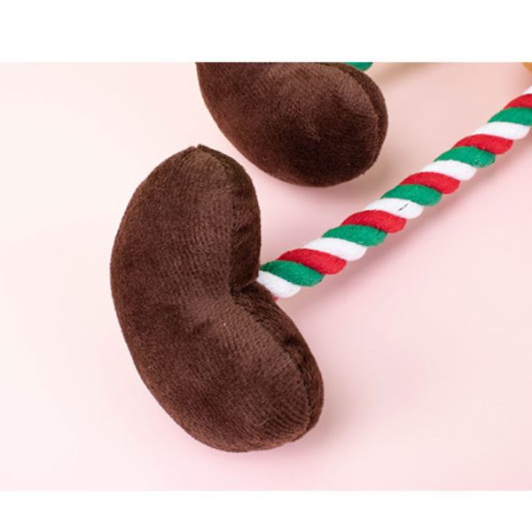 Hund Kuscheltiere, Baumwollseil Elch Hund Spielzeug, kopf mit BiBi-Sound, Kauspielzeug für kleine Hunde, L 29 cm, B 10 cm – Bild 5