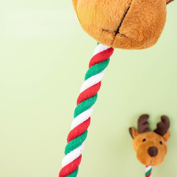 Hund Kuscheltiere, Baumwollseil Elch Hund Spielzeug, kopf mit BiBi-Sound, Kauspielzeug für kleine Hunde, L 29 cm, B 10 cm – Bild 4