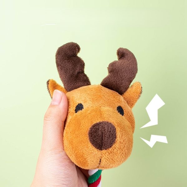 Hund Kuscheltiere, Baumwollseil Elch Hund Spielzeug, kopf mit BiBi-Sound, Kauspielzeug für kleine Hunde, L 29 cm, B 10 cm – Bild 3
