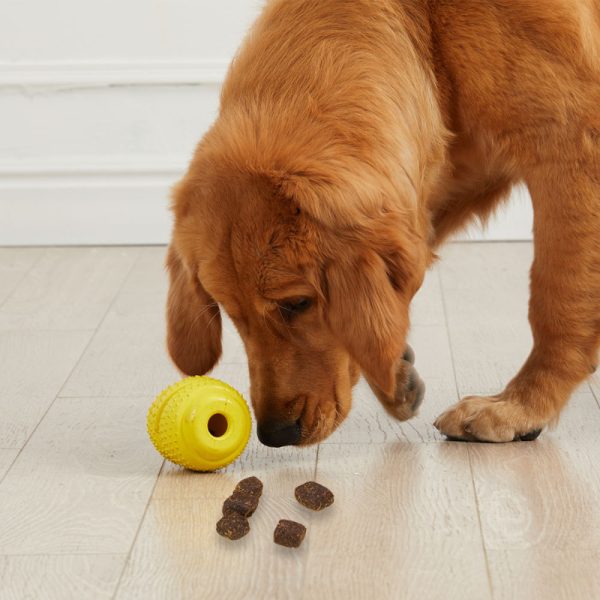 Unzerstörbares Hundespielzeug, gelbes ovales Kauspielzeug aus Gummi, Drei Größen für alle Hunde & perfekt zum Spielen – Bild 4