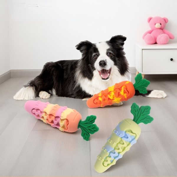Unkaputtbares Hundespielzeug, Silikon-Karotte mit Quietsche für endlosen Spielspaß, langlebig & sicher, Drei Farben – Bild 5
