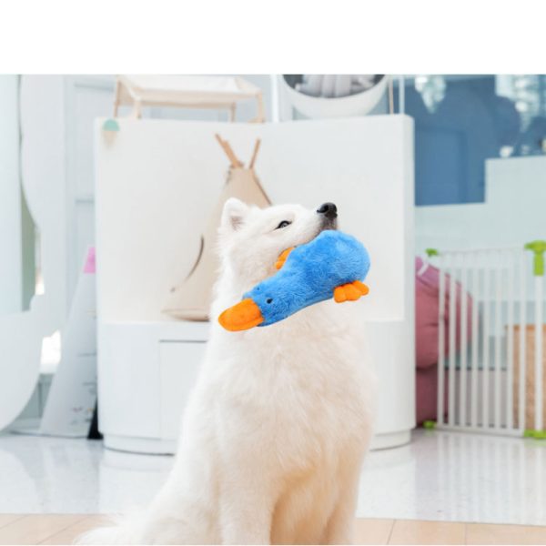 Kuscheltiere für Hunde, weiche blaue Plüschente, Kauspielzeug für die Zahnpflege, Hundespielzeug Beschäftigung – Bild 2