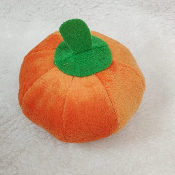 Kuscheltiere für Hunde, Orange Kürbis, Kuscheltier für Welpen mit Quietschenden, Zahnpflege-Spielzeug, Einzeln oder im 3er Set – Bild 3