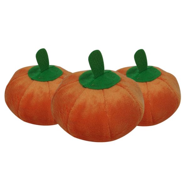 Kuscheltiere für Hunde, Orange Kürbis, Kuscheltier für Welpen mit Quietschenden, Zahnpflege-Spielzeug, Einzeln oder im 3er Set – Bild 2