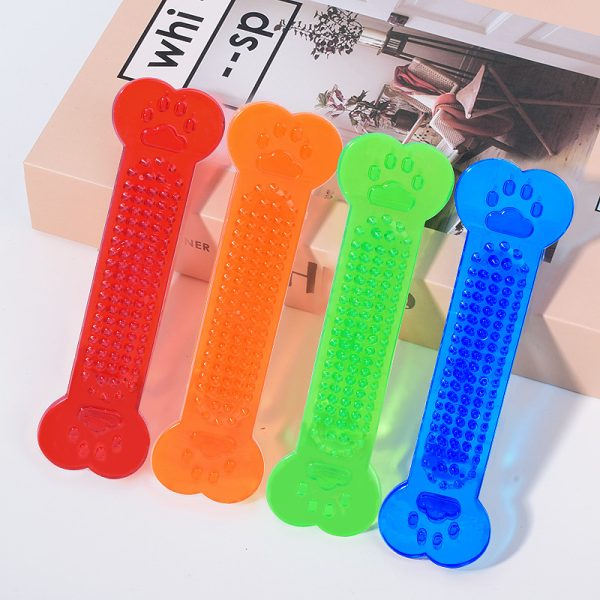 Hundespielzeug Unkaputtbar, PVC Transparentes Knochen-Spielzeug, Kauspielzeug Hund, Flexible Beißbeständigkeit, Vier Farben – Bild 5
